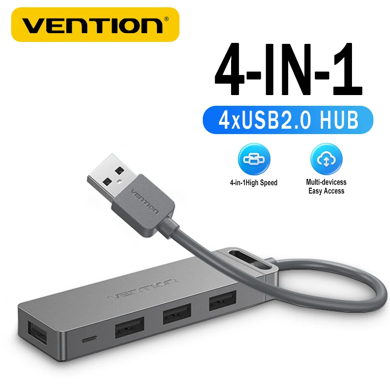 

Vention 4-in-1 USB 2.0 Hub 4 Ports Fast Data Transfer Adapter For Apple Macbook Air Pro Samsung Laptop PC Tablet Expansion Dock