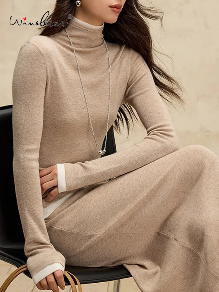 

Winsleter-32,4% элегантный свитер из овечьей шерсти, водолазка, женский модный универсальный ложный свитер из 2 предметов, осень 2022, T59209CC