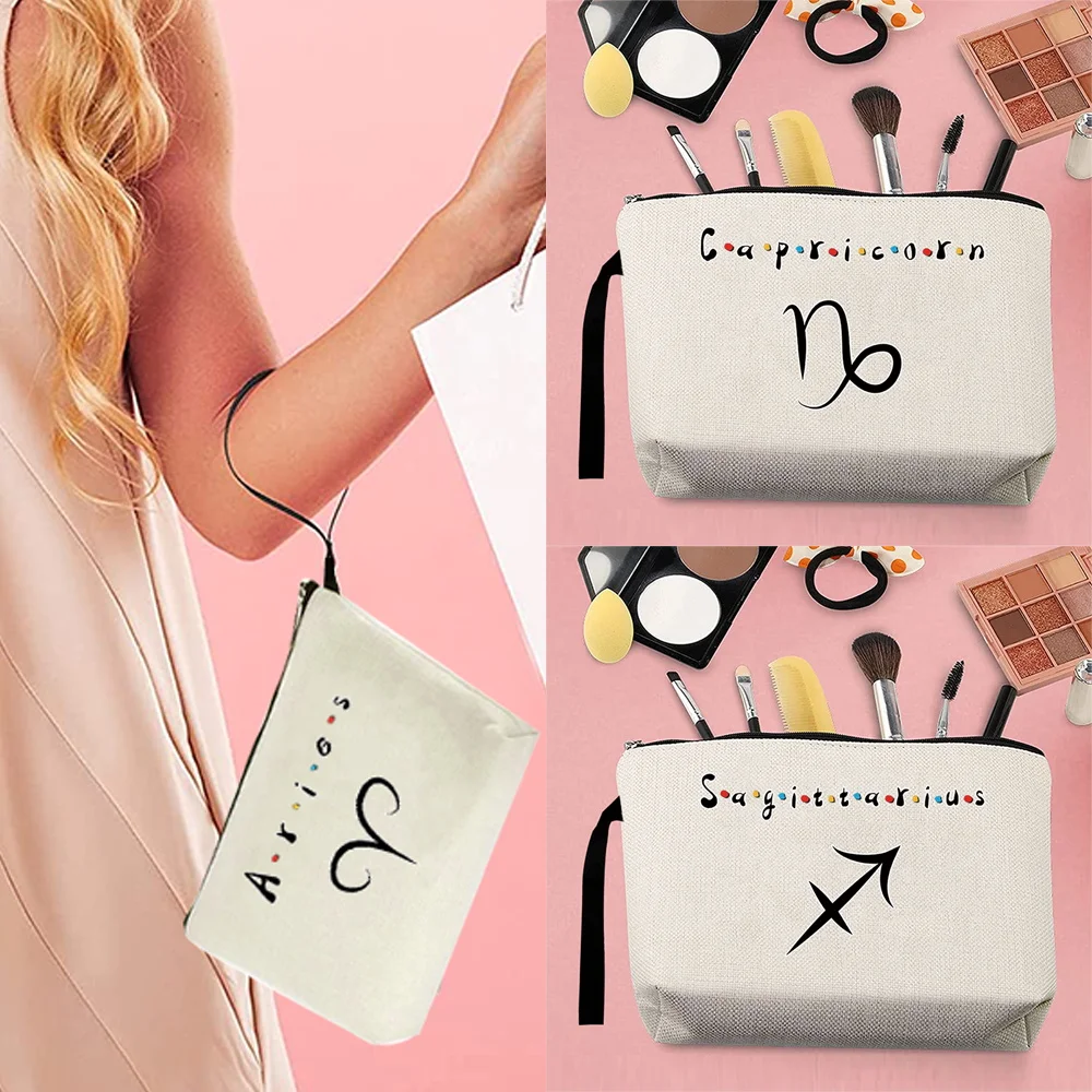 Zipper Cosmetic Bag Portable Wallet Purse Constellation Pattern Organizer Sundries Storage Makeup Pouch Travel Clutch Coin Purse