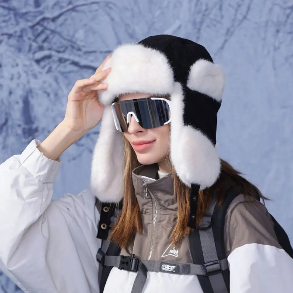 Portable With Earflap Winter Pilot Hat Cold Resistant Windproof Plush Cycling Hat Thickened Keep Warm Lei Feng Hat Women