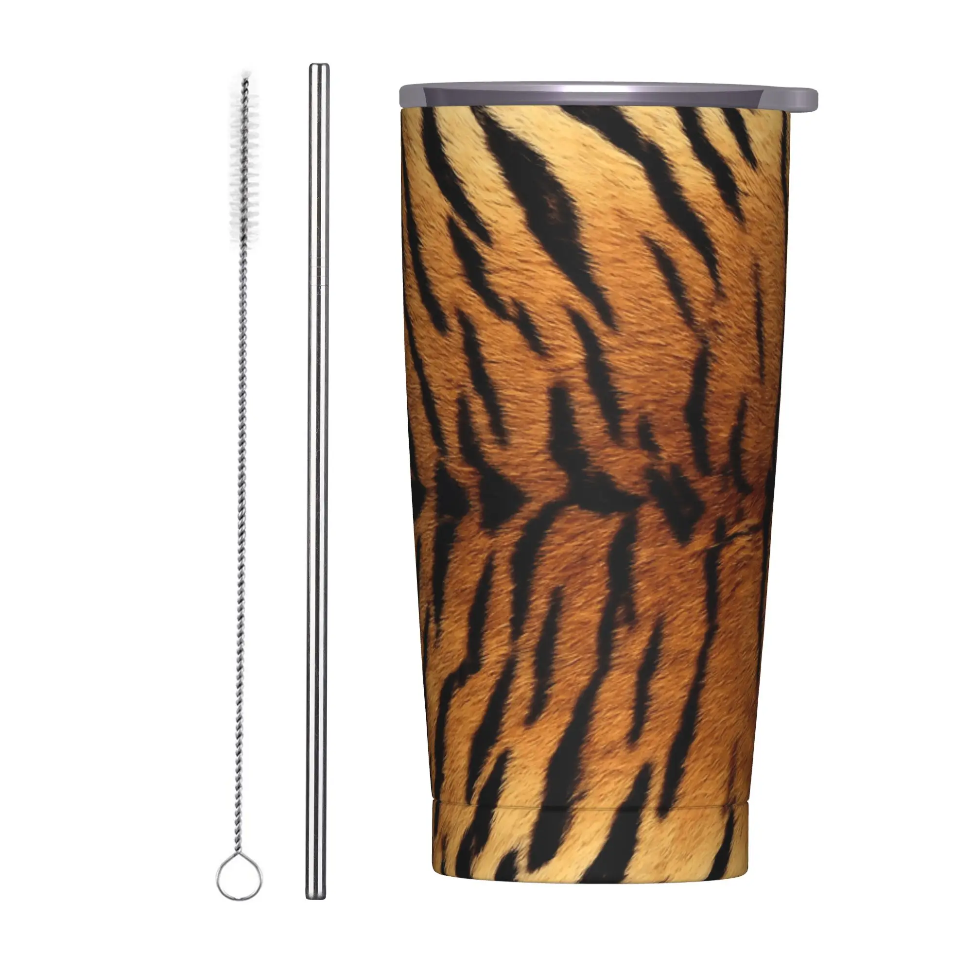 Stainless Steel Tumbler Wild Leopard Print Car Mugs With Straws  Travel Cold Drink Water Bottle Portable Thermal Mug,