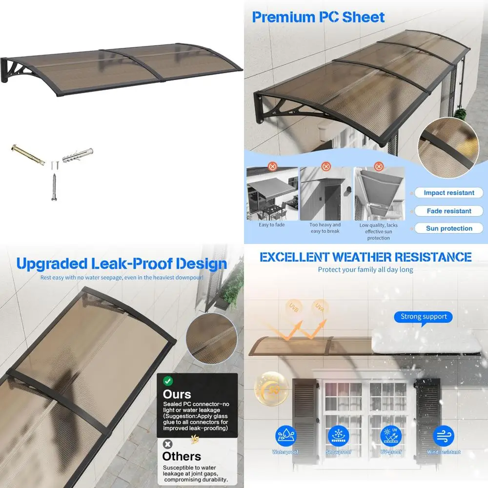 

Дверные навесы 32x80 дюймов, навес из поликарбоната с защитой от ультрафиолета для дверей патио, устойчивый к атмосферным воздействиям солнечный свет, дождь, снег
