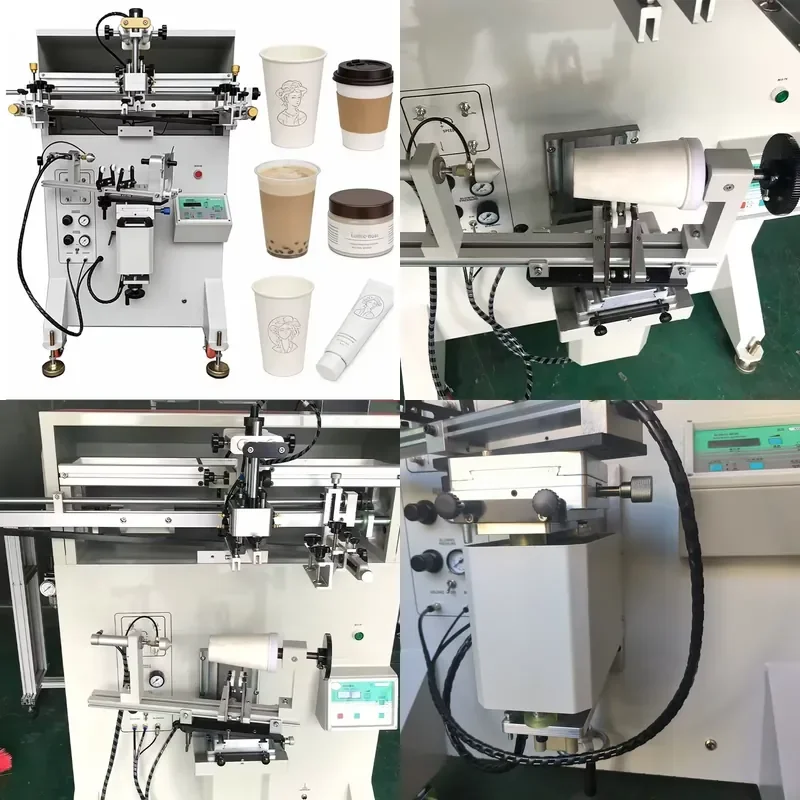 Semi-automatic Cylindrical Screen Printing Machine for Cups Bottles and Tubes