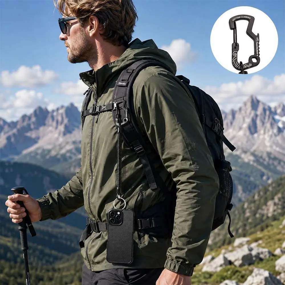1/2/5pcs Multi functional Outdoor Retractable Spring Elastic Rope Anti-lost Black Hiking Camping Phone Keychain Fishing Lanyards