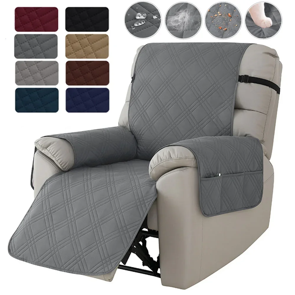 1Seater Recliner Chair Cover Water Repellant Armchairs Slipcover Living Room Sofa Couch with Elastic Strap Furniture Protector