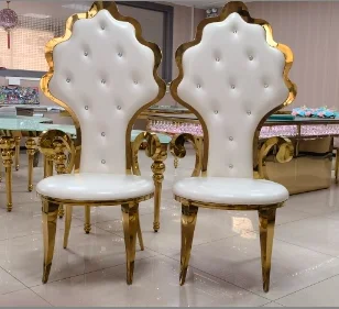 

Customizable Stainless Steel Wedding Furniture, Bride and Groom Master Chair for Wedding, Gold High Back Chair