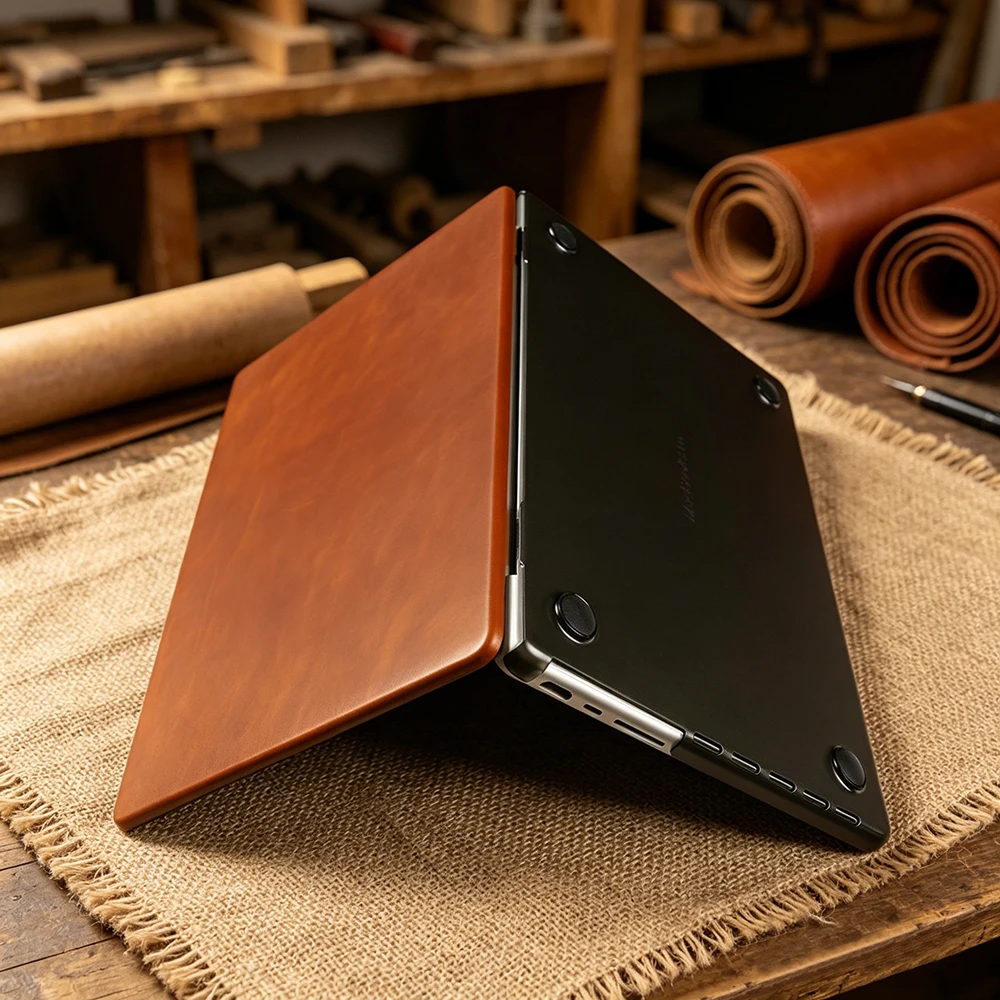 Genuine Leather Laptop Case for Macbook Air 15 A3448 M5 A3241 Air 13 A3240 A3449 M5 Pro 16 A3428 A3429 Pro 14 A3426 A3427 Cover