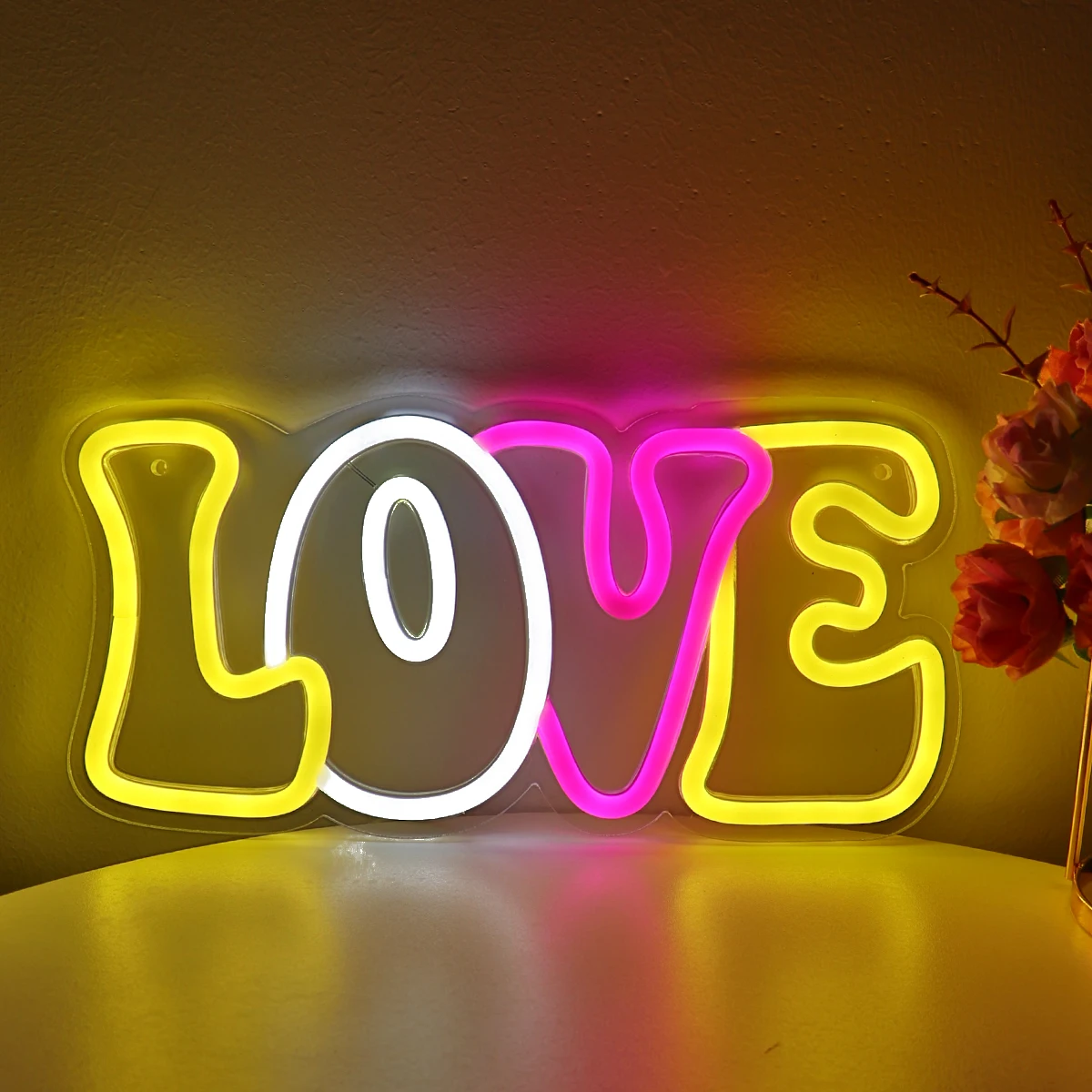 1pc Beautiful Love LED Wall Neon Sign For Home Room Party Wedding Gallery Pub Club Decoration Gifts 11.02''*5.43''