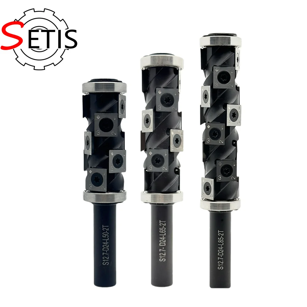 SETIS Replaceable Insert Trimming End Mill with Dual Bearings, 1/2-inch Shank Diameter Carbide Spiral Cutter
