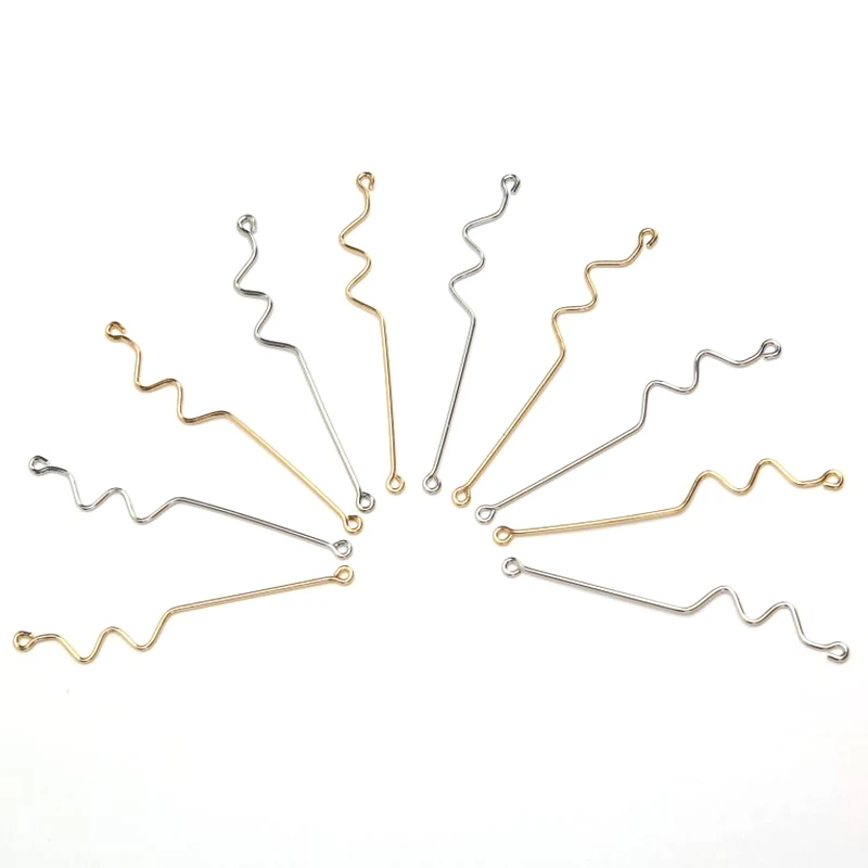 10Pcs/Set Copper Curve Connecting Rod Charms DIY Making Earrings Jewelry Crafts