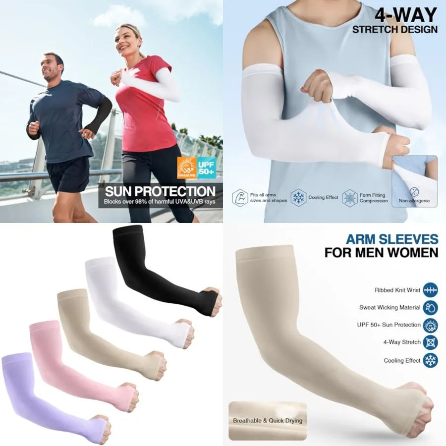 

LUOLIIL VOE Sun Protection Cooling Arm Sleeves for Men Women, Compression Sleeves for Football, Golf Volleyball