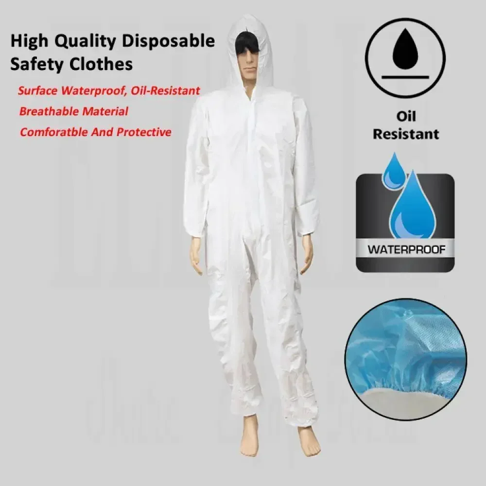 Disposable Breathable non-woven fabric Dustproof Oil Resistant Work Safety Anti Dust Spary Painting Decorating Labour Jumpsuit