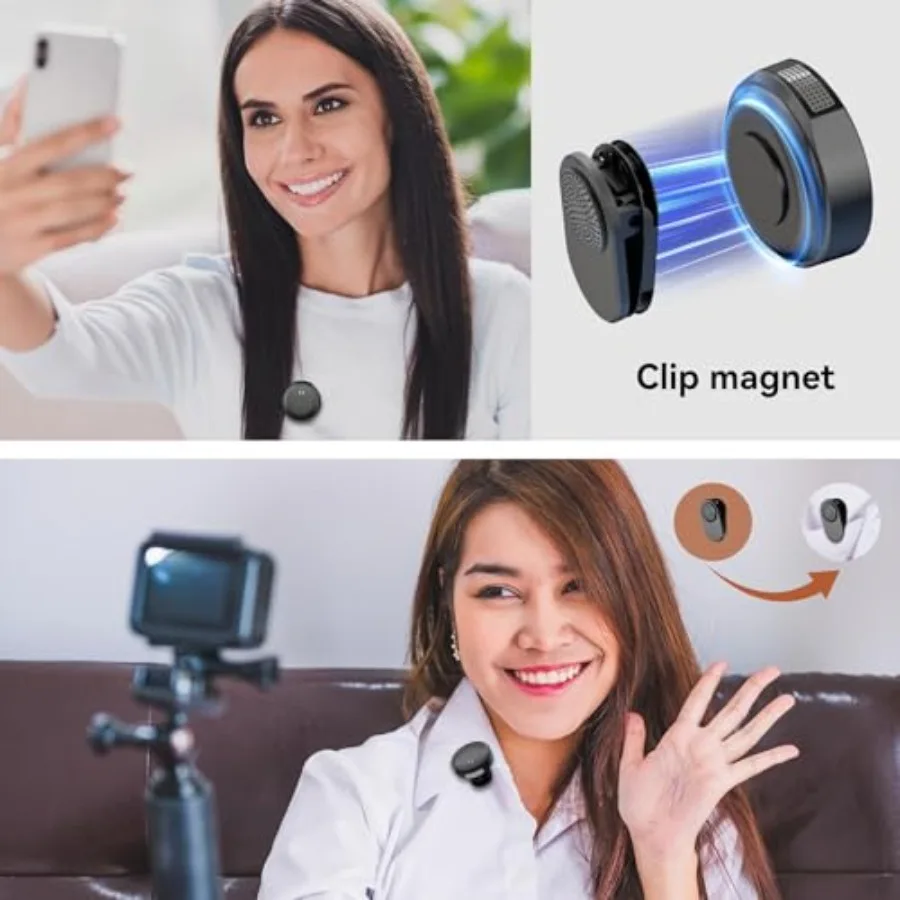 ميكروفون Lavalier لاسلكي لهاتف iPhone Ipad وكاميرا سامسونج والكمبيوتر المحمول مع قابس Lightning USBC HiFi وإلغاء الضوضاء الصوتي الصغير