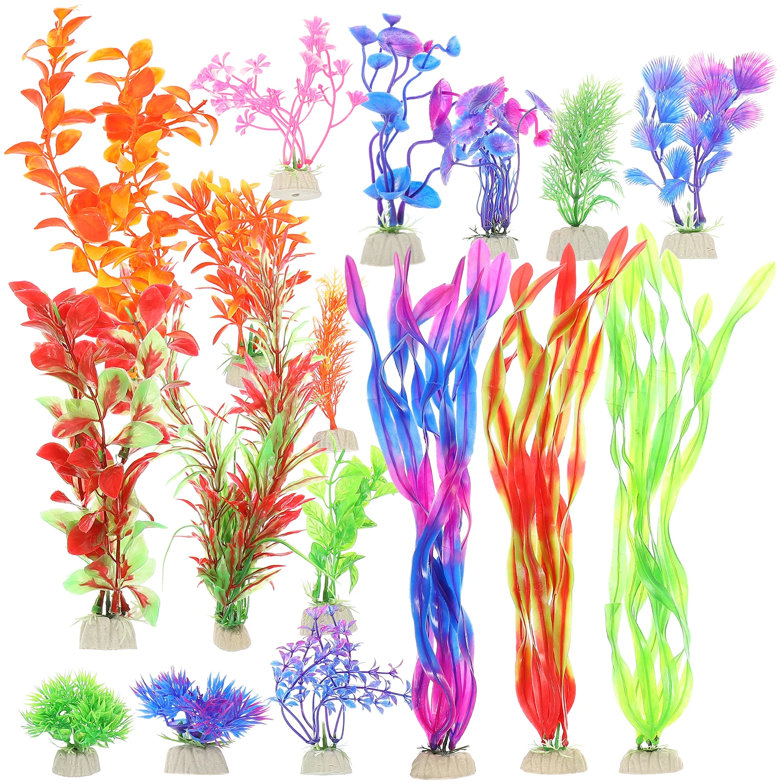 

17 Pcs Simulated Aquatic Plants Decorations Fish Tank Artificial Ornaments Aquarium Grass for Tanks Accessories