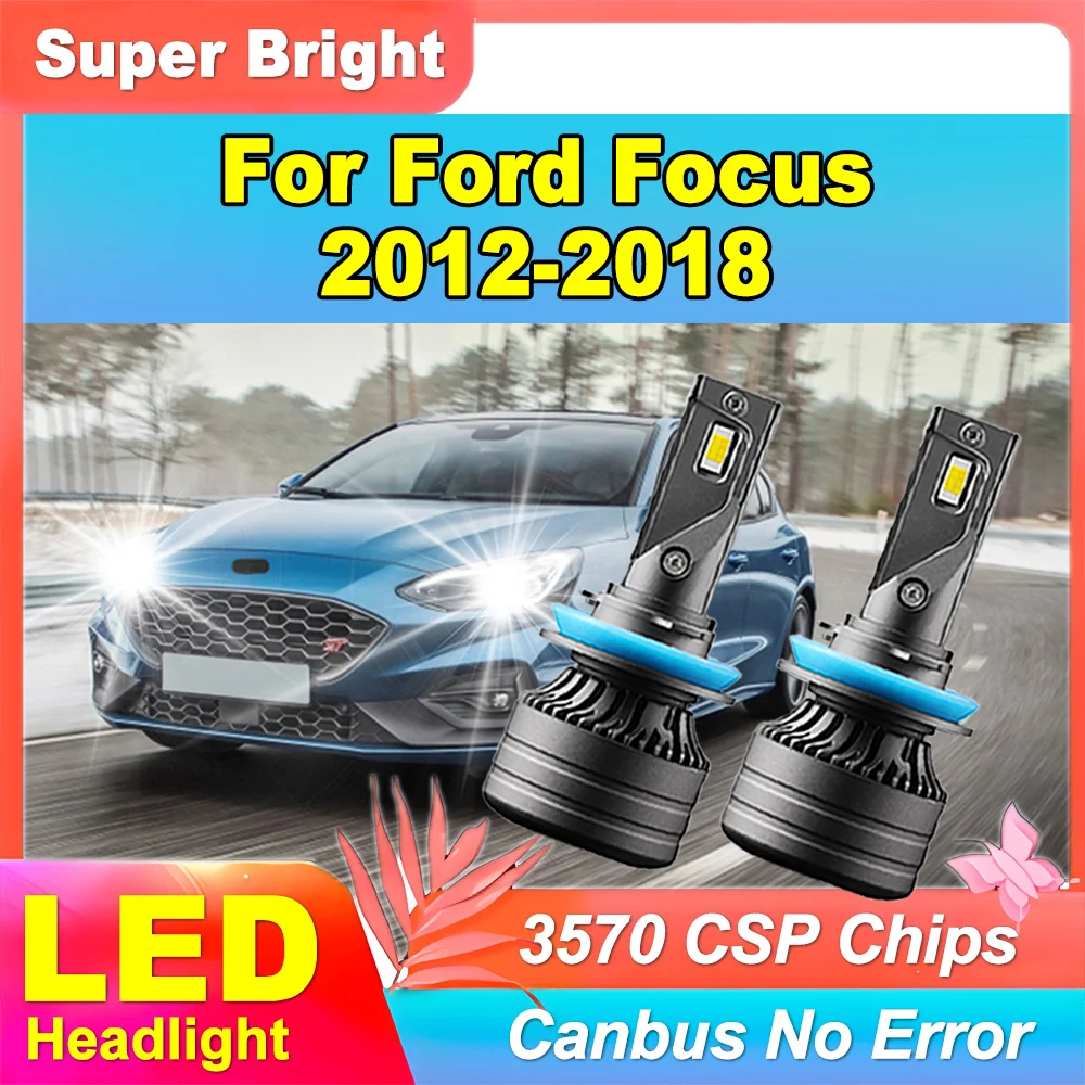 

2PCS High Power 6000K Super Bright White H11 H8 H9 LED Headlight 20000LM 120W Plug and Play CSP Chips For Ford Focus 2012-2018