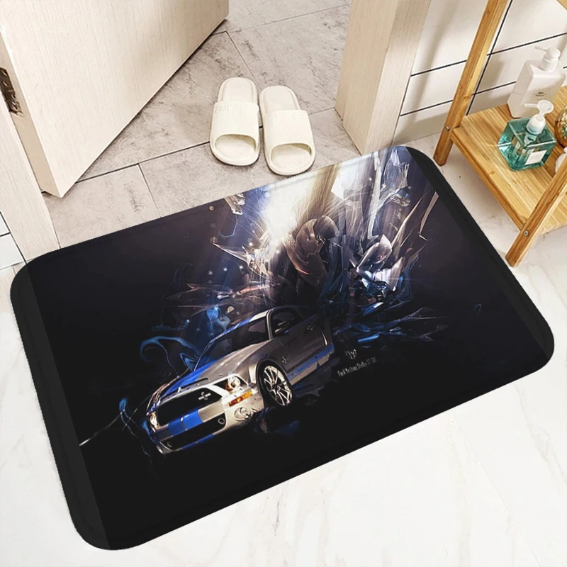 Bath Mat F-Ford Mustang Bathroom Floor Washable Non-slip Kitchen Rug Room Carpet Doormat Entrance Door Bedroom Mats