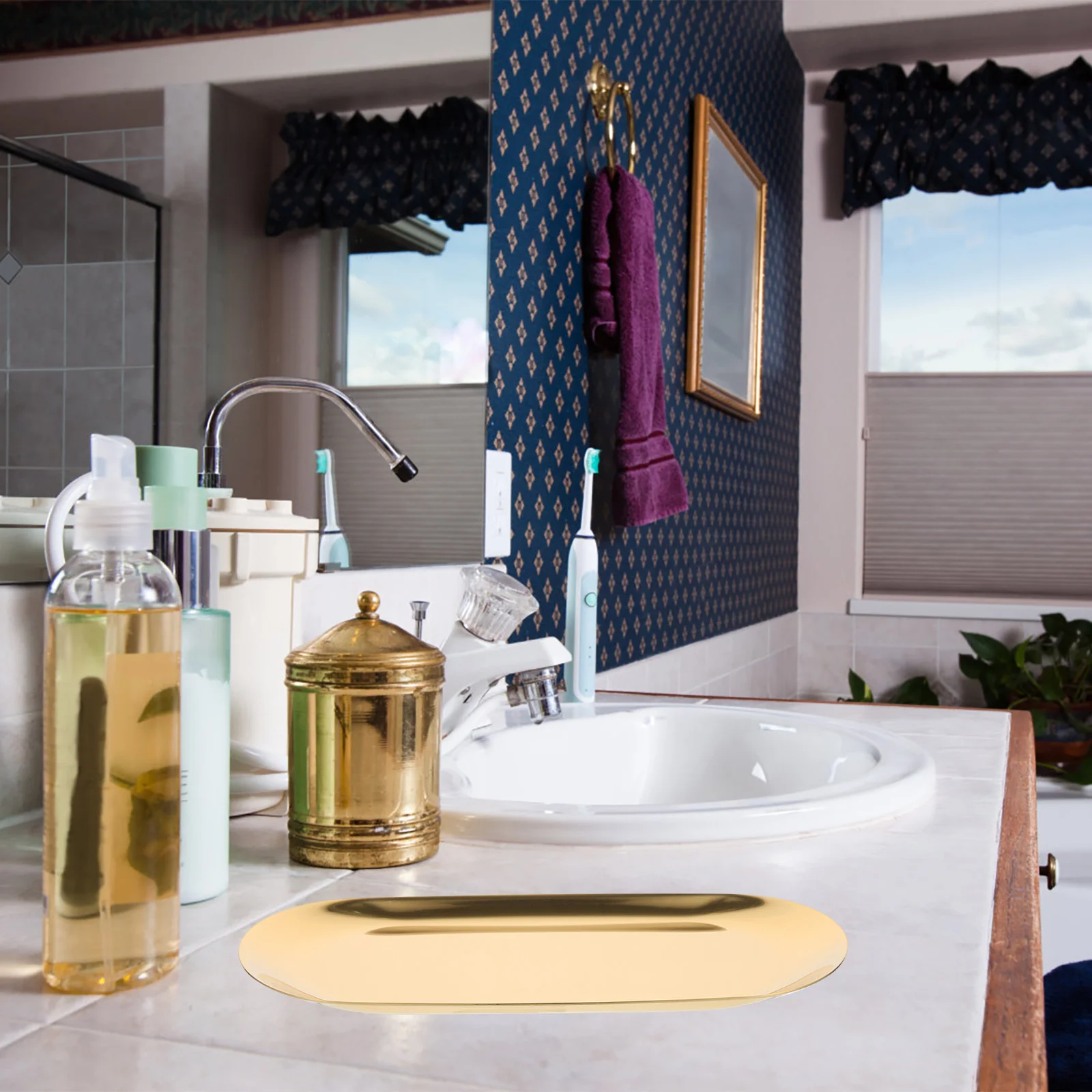 

2Pcs Long Lasting Metal Tray for Dry Fruit Snack Storage Easy to Clean and Use Storage Tray Service Plate Home Tableware