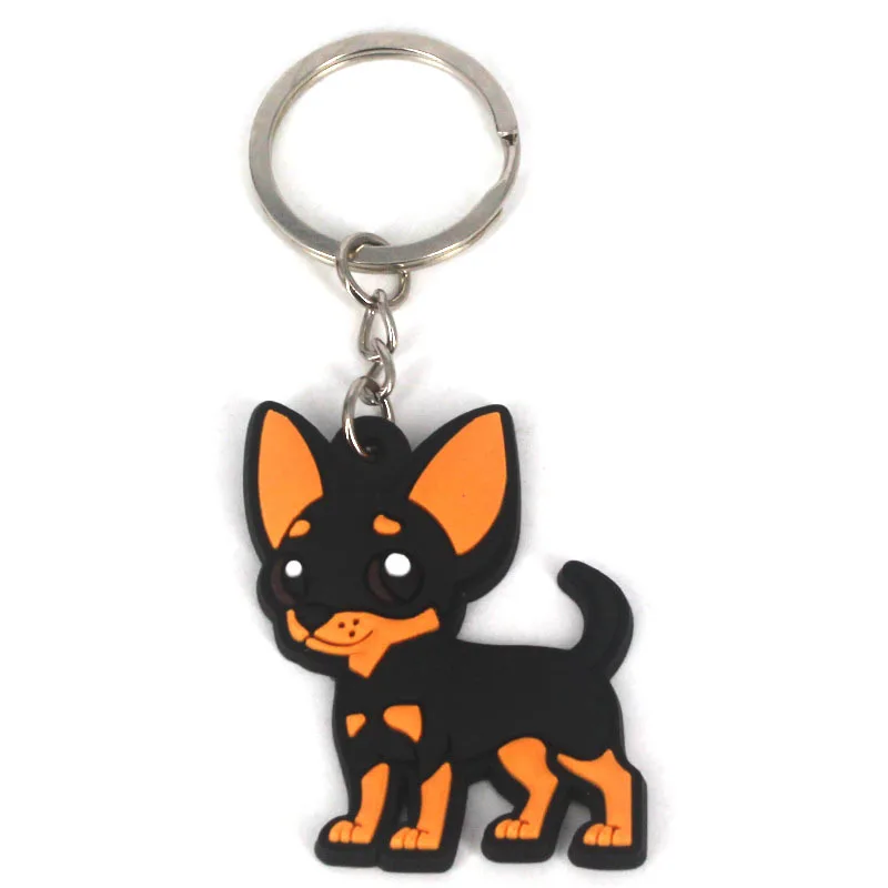 PVC Chihuahua keychain for women key ring cute dog key chain key holder creative portachiavi chaveiro llaveros bag charms