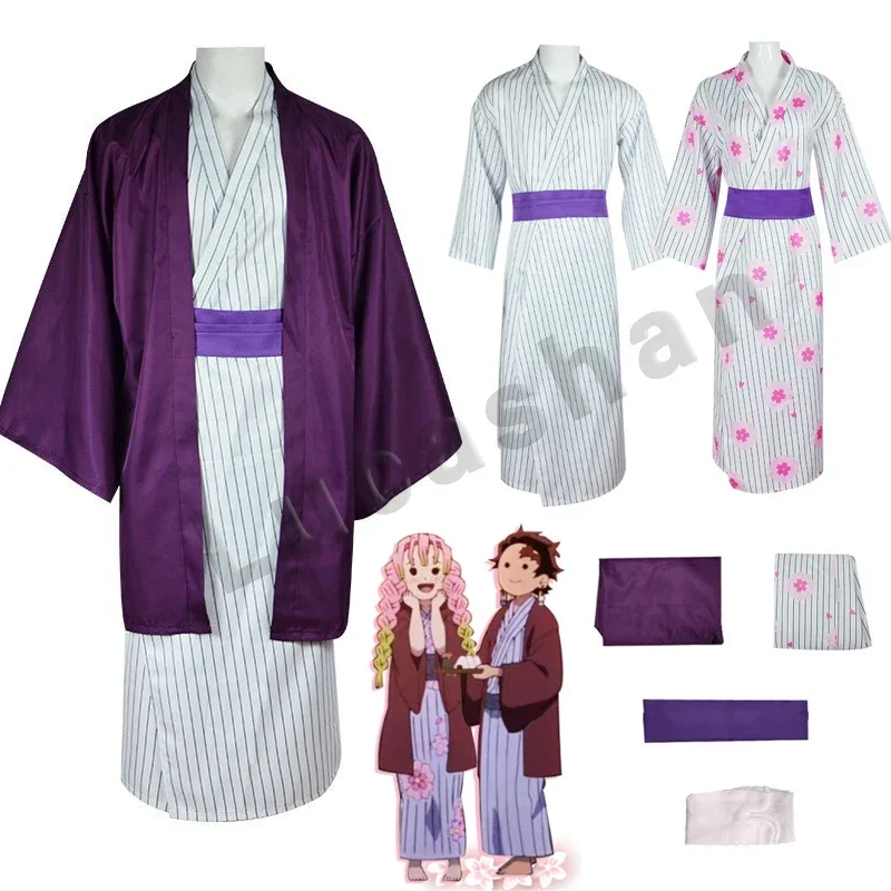 Season 3 Demon Kimetsu No Yaiba Kamado Tanjirou Kanroji Mitsuri Cosplay Costume Kimono Women Men Halloween Anime Clothes