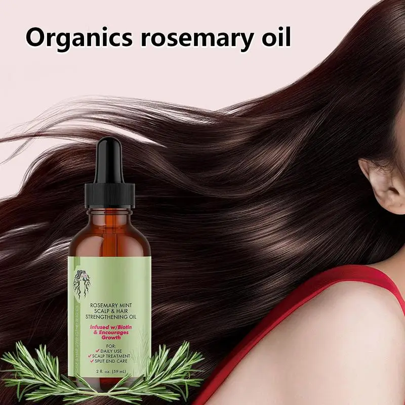 Aceite de Romero para el crecimiento del cabello para hombres y mujeres, productos para el crecimiento del cabello, engrosador, jengibre saludable, tratamientos para el cuero cabelludo, cuidado del cabello, 59ml