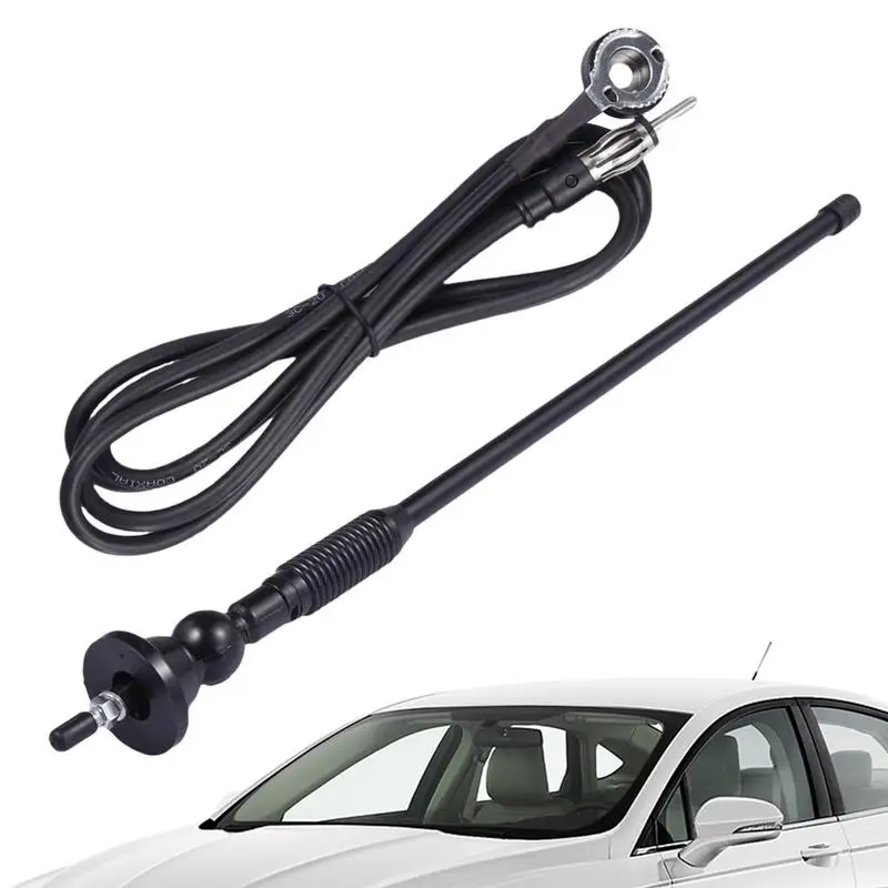 Car Antenna Amplifier Aluminum Alloy Rubber AM/FM Car Antenna Portable Strong Receiving Function Black Screw Install Signal