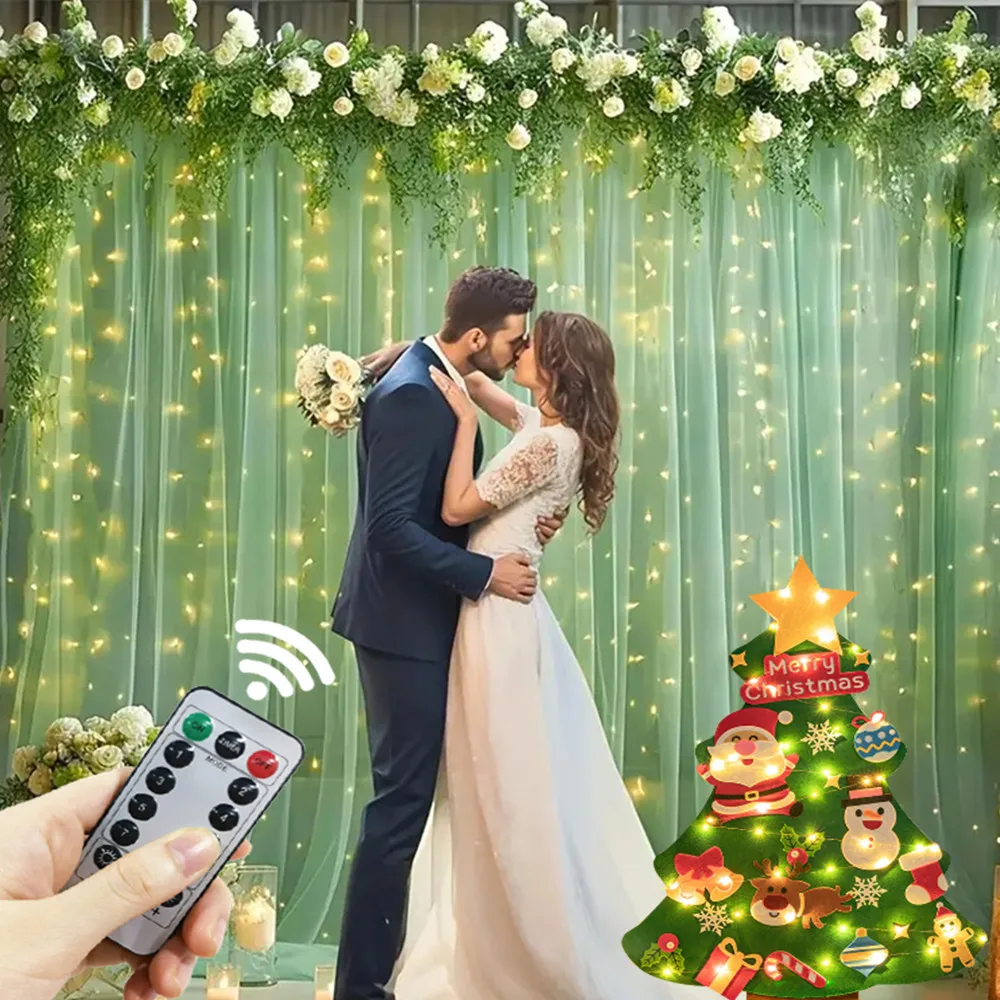 السنة الجديدة 2026 عطلة حفلة عيد ميلاد الديكور LED 8 وضع عيد الميلاد ضوء USB الستار سلسلة ضوء الزفاف الجنية ضوء نافيداد