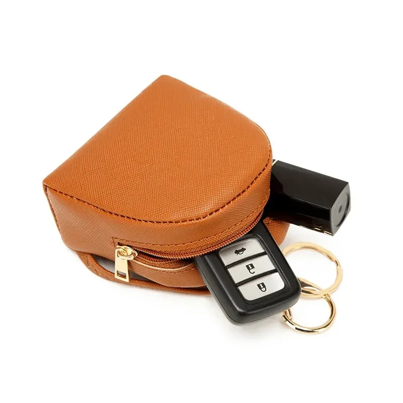 Cute PU Leather Coin Wallet Korean Japanese Style Mini Storage Bag for Girls with Key Pendant Headphone Bag