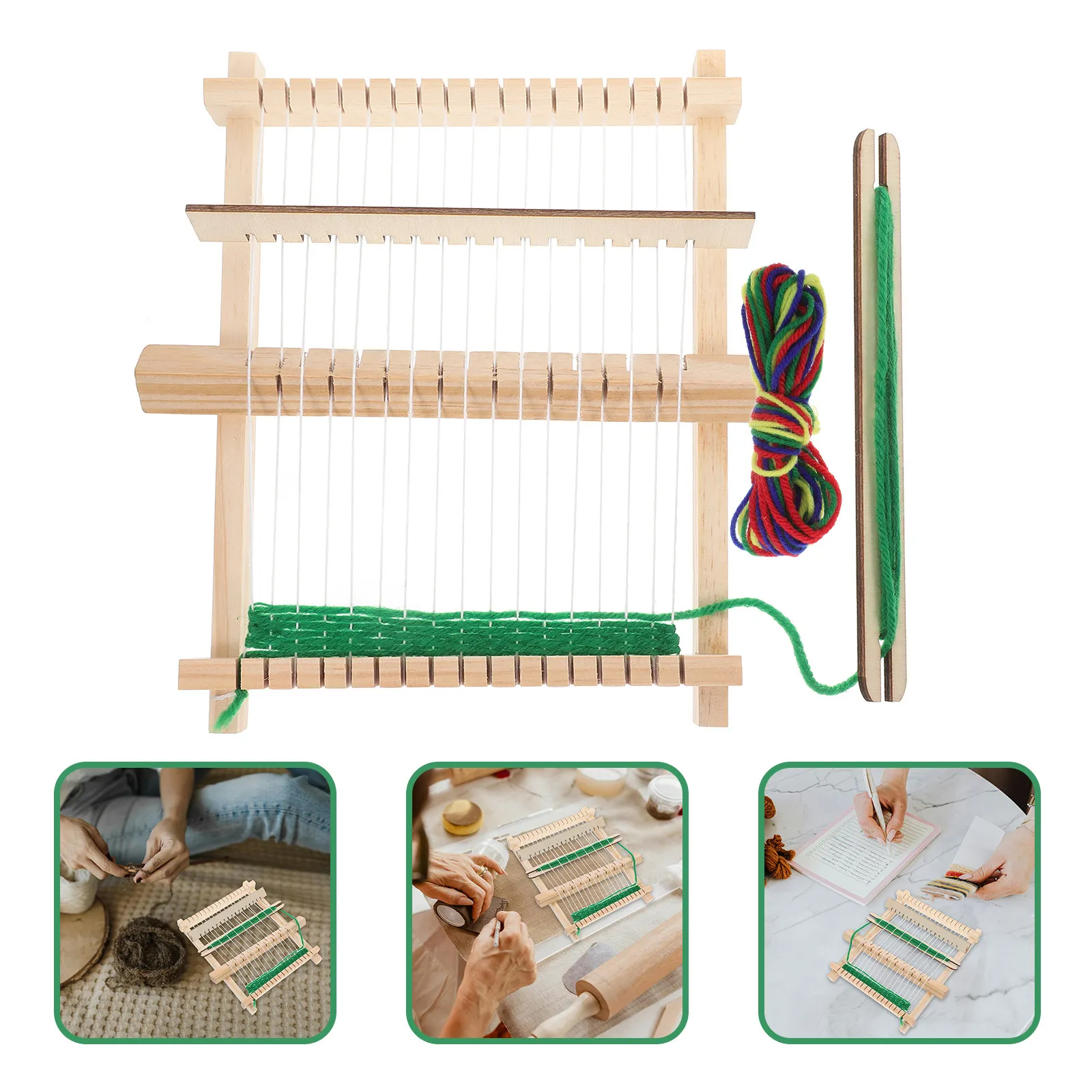1Set Portable Small DIY Knitting Loom Wooden Frame Craft Weaving Tool Hand Knot Weaving Device for Yarn Creative Handmaking Kit