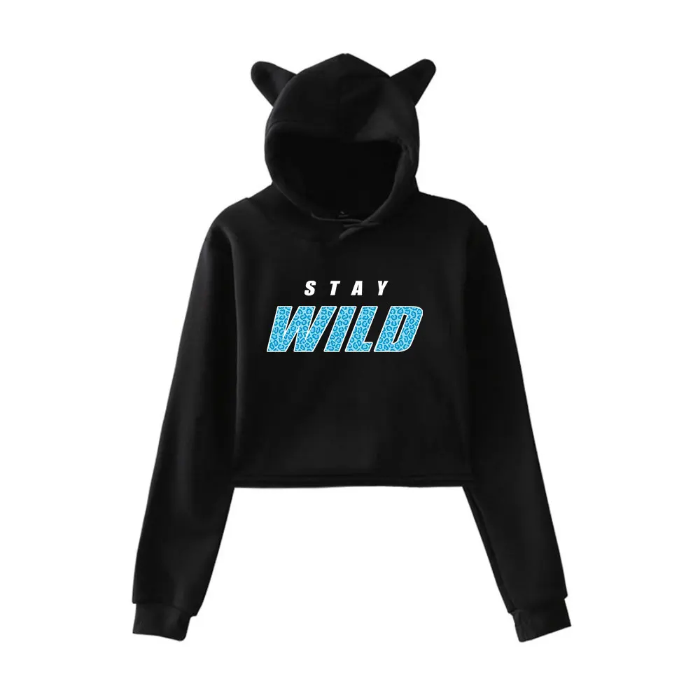 

Ben Azelart Stay Wild Hoodie Vintage 90s Streetwear Merch Hoodies Sweatshirts for Girls Cat Ear Crop Sports Pullover Fashion
