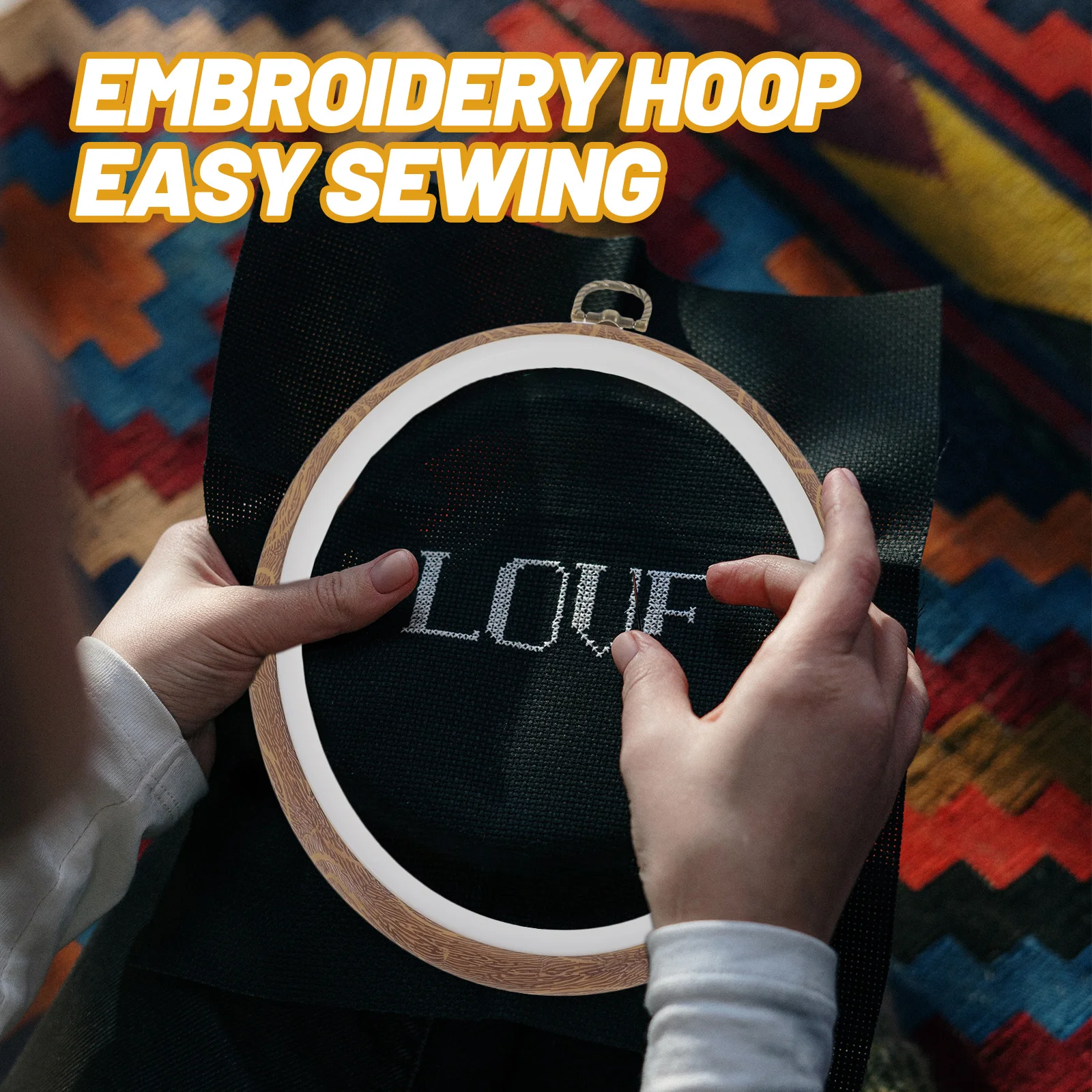 

4pcs Embroidery Hoop 15X19Cm 18X25Cm Pp Material Tight Fixing For Diy Cross Stitch Craft Sewing Imitated Wooden Circle Wall