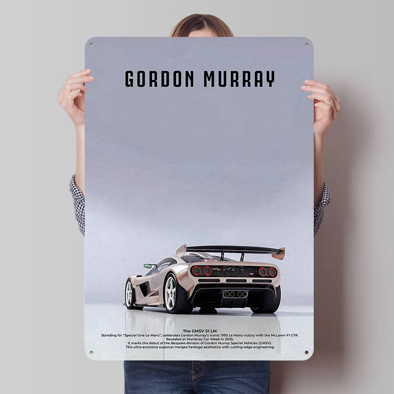 Gordon Murray GMSV S1 LM Car Tin Poster Customized Retro Wall Art Vintage Metal Signs for Garage Home Decor Coffee Bar Wand Deko