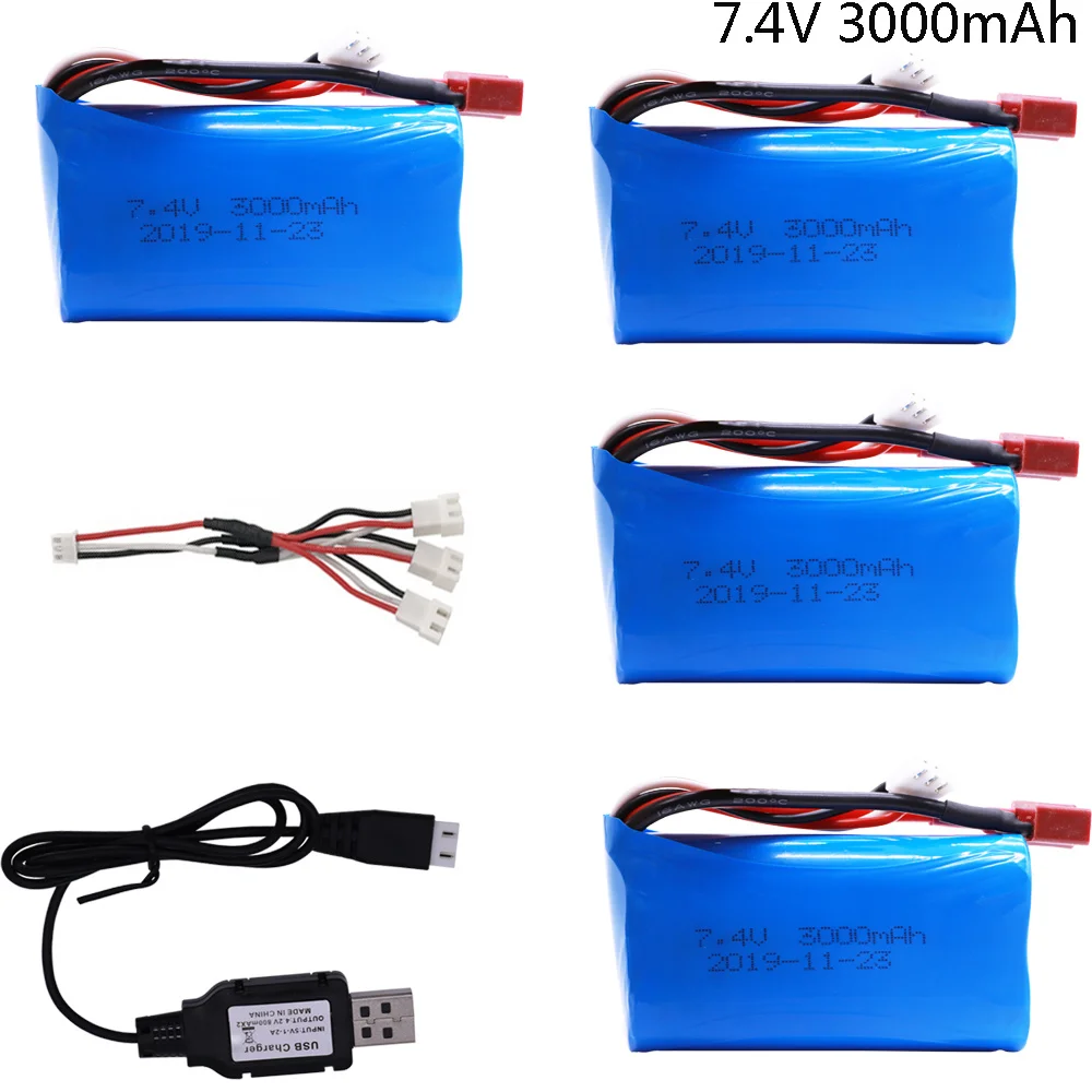 7.4V 3000MAH lipo Battery 18650 for Q46 Wltoys 10428 /12428/12423 RC Car Spare Parts with charger 7.4V 2S battery for toys parts