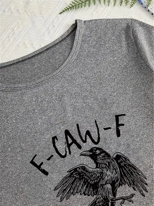 Set di indumenti da notte da donna in 3 pezzi, pigiama con stampa corvo, stile aderente casual, indumenti da notte comodi per tutte le stagioni, tessuto moderato spesso