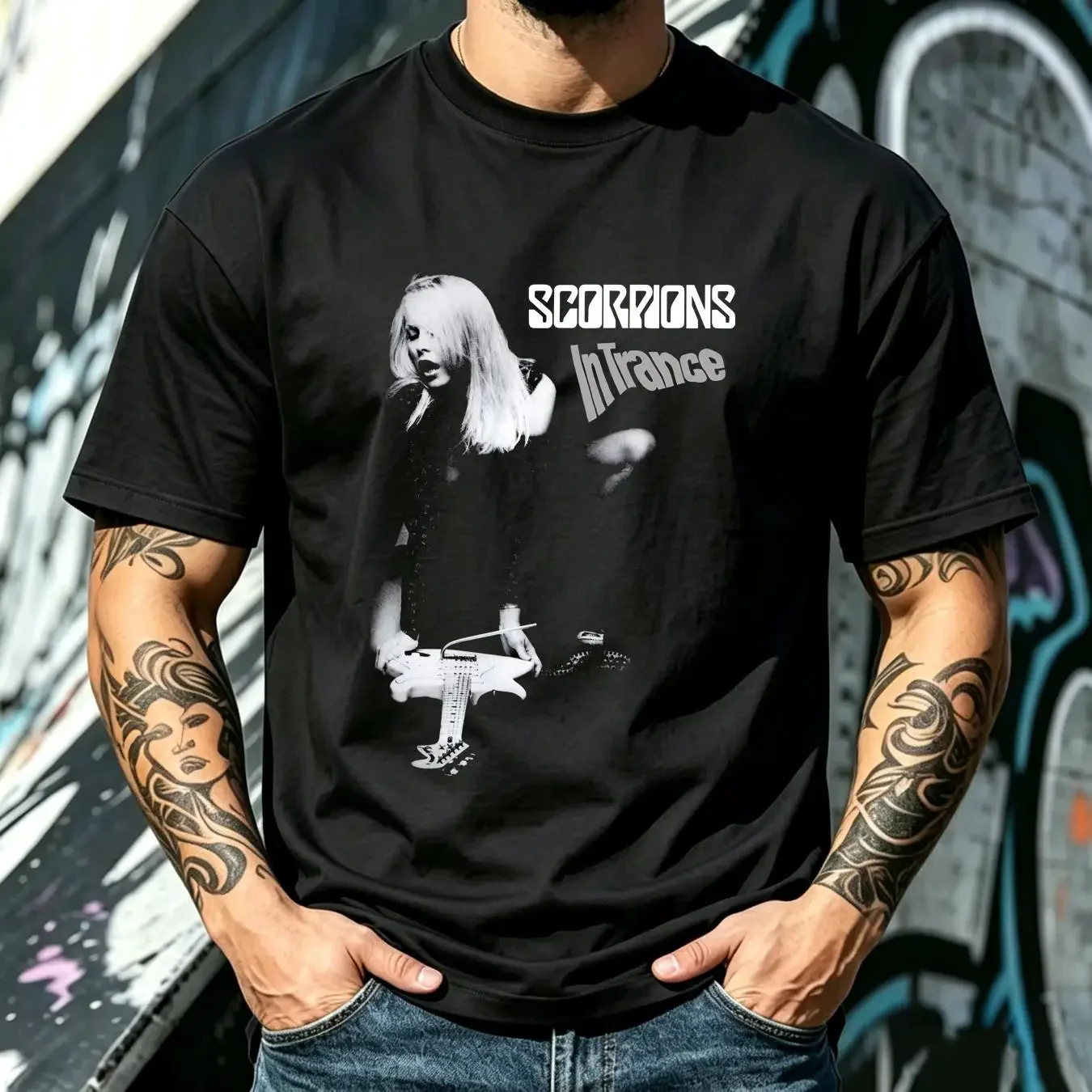 washed T Shirt Hot Scorpions In Trance Album For Fans S 5XL P915 long or short sleeves vintage Washed streetwear Soft Versatile