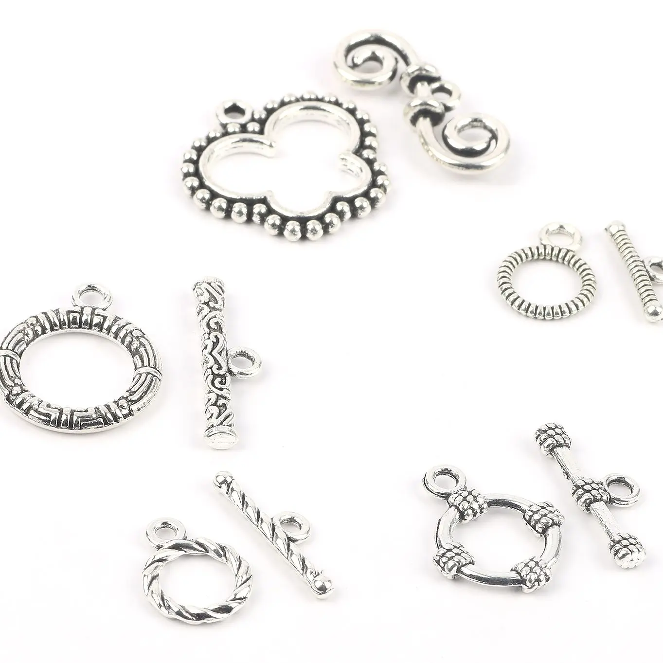 20Sets Silver Color OT Clasp Connector Toggle Clasps Buckle For Jewelry Making DIY Bracelet Necklace Accessories