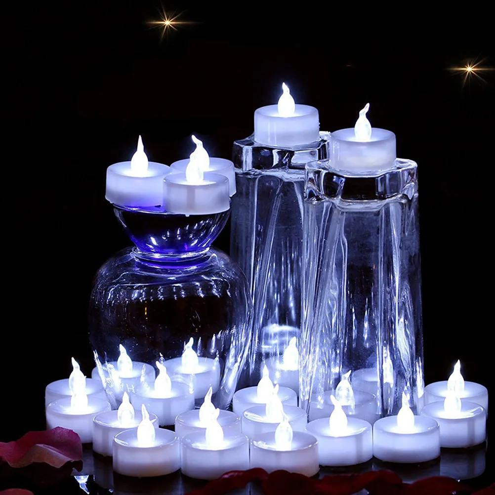 12Pcs LED Electronic Tea Candles Flameless Battery Operated Realistic Flickering Tea Lights for Wedding Table Centerpieces Home