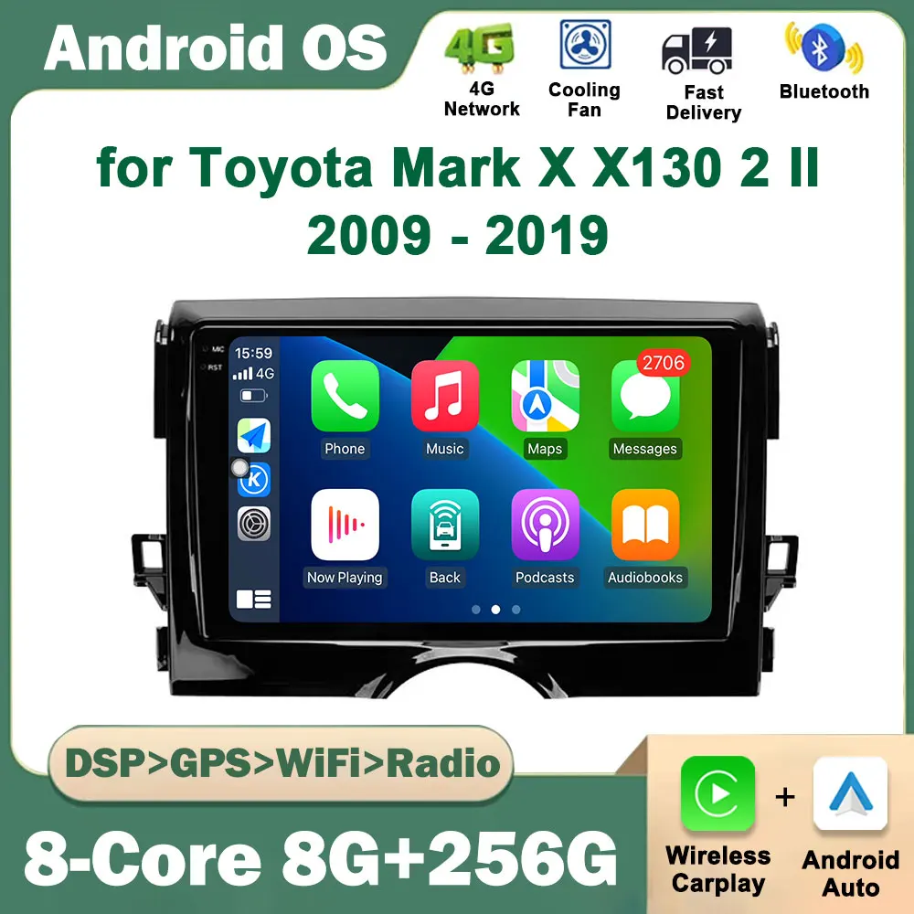 

9 inch GPS Navigation Android OS for Toyota Mark X X130 2 II 2009 - 2019 Car Radio Multimedia Player DSP Stereo 4G Touch Screen