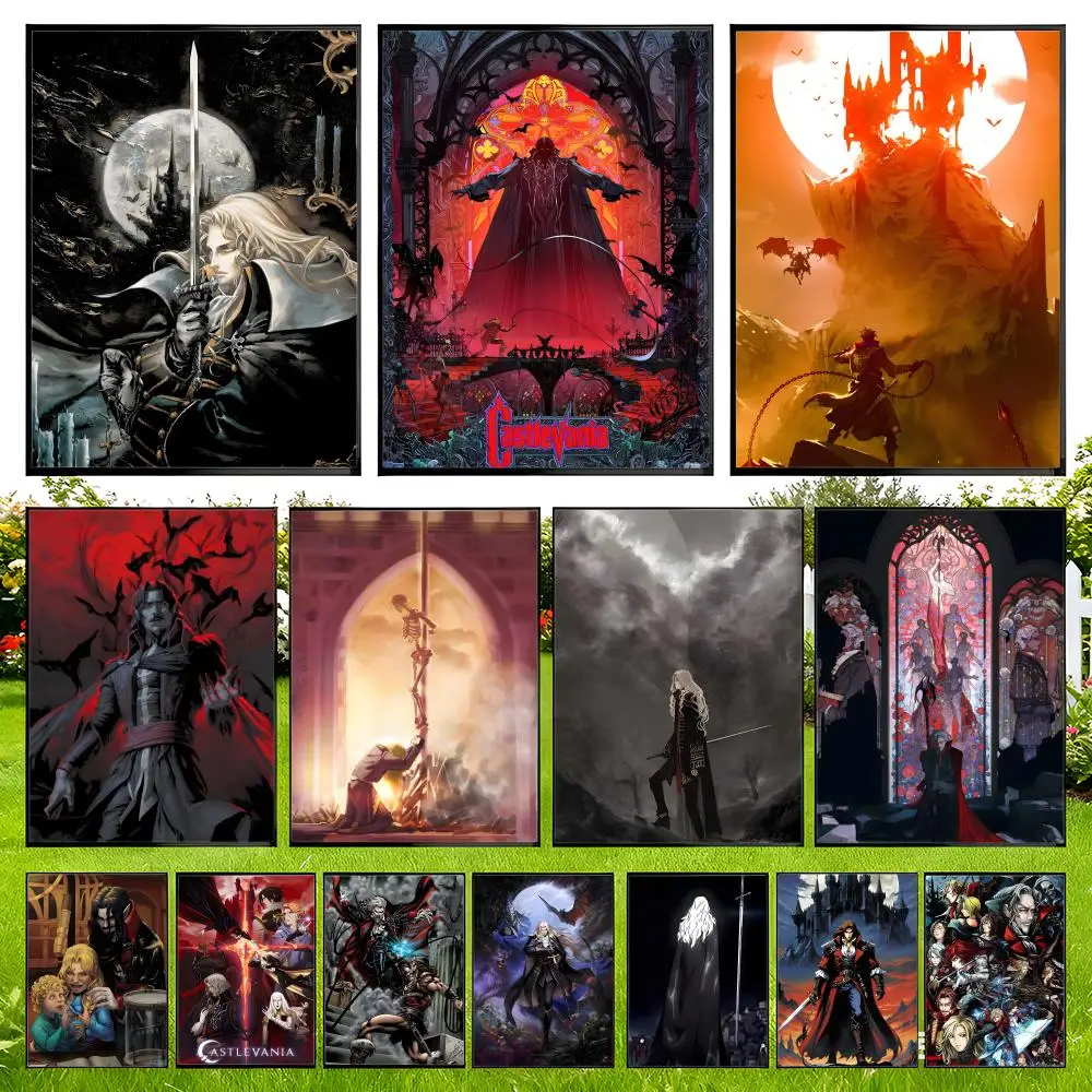 Castlevania Anime-Spiel-Poster, einfach zu installieren, selbstklebende HD-Wanddekoration, wasserfest, reißfest, für Zuhause, Schlafzimmer, perfektes Geschenk