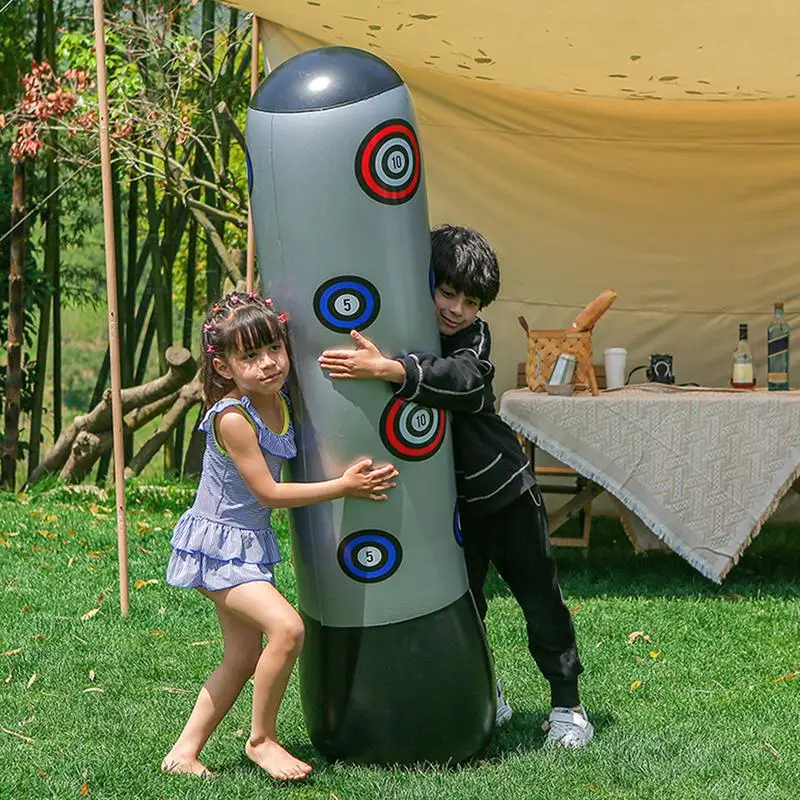 Sac de boxe gonflable pour enfants, sac de Fitness de boxe pour tout-petits, outil de Fitness de Kickboxing de 63 pouces pour enfants âgés de 5 à 12 ans, dos rebondissant