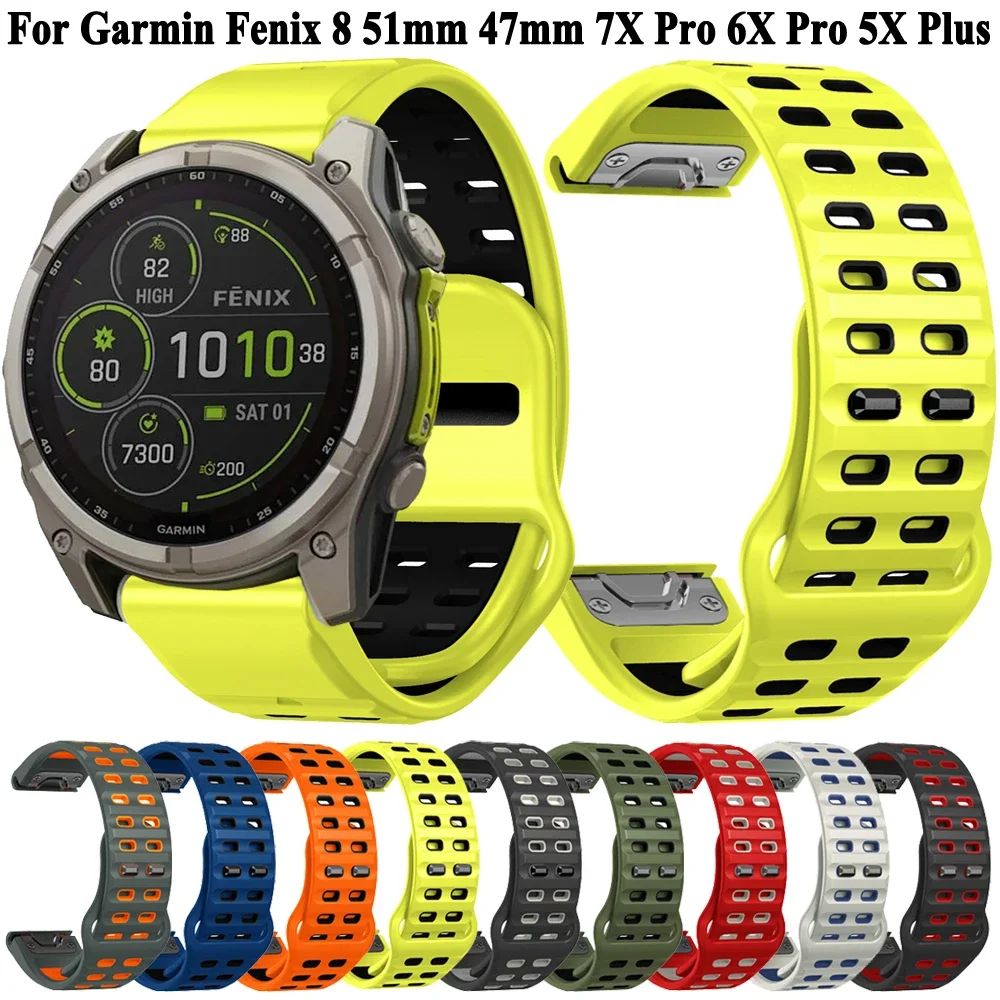 QuickFit 26mm 22mm Fenix 8 Band For Garmin Fenix E 7 7X 6 6X 5 5X/Epix Pro 2 47mm 51mm/Enduro 3/965 955 Silicone Strap Bracelet