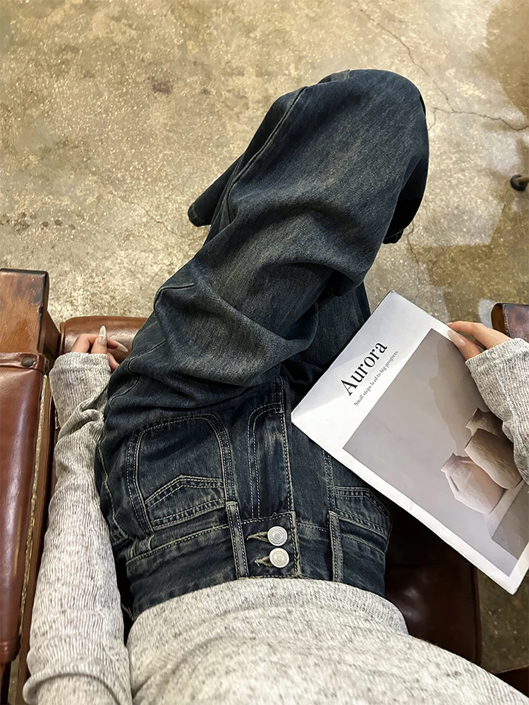 

High Waist Wide Leg Jeans Women's Cement Grey Spring 2026 Loose Straight Slimming Draping Floor-Length Casual Style