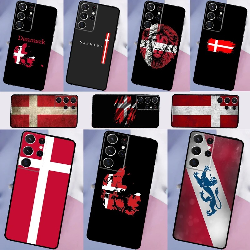 Denmark Flag Case For Samsung Galaxy S23 S22 Plus S21 Ultra Note 20 S8 S9 S10 Note 10 Plus S20 FE Coque