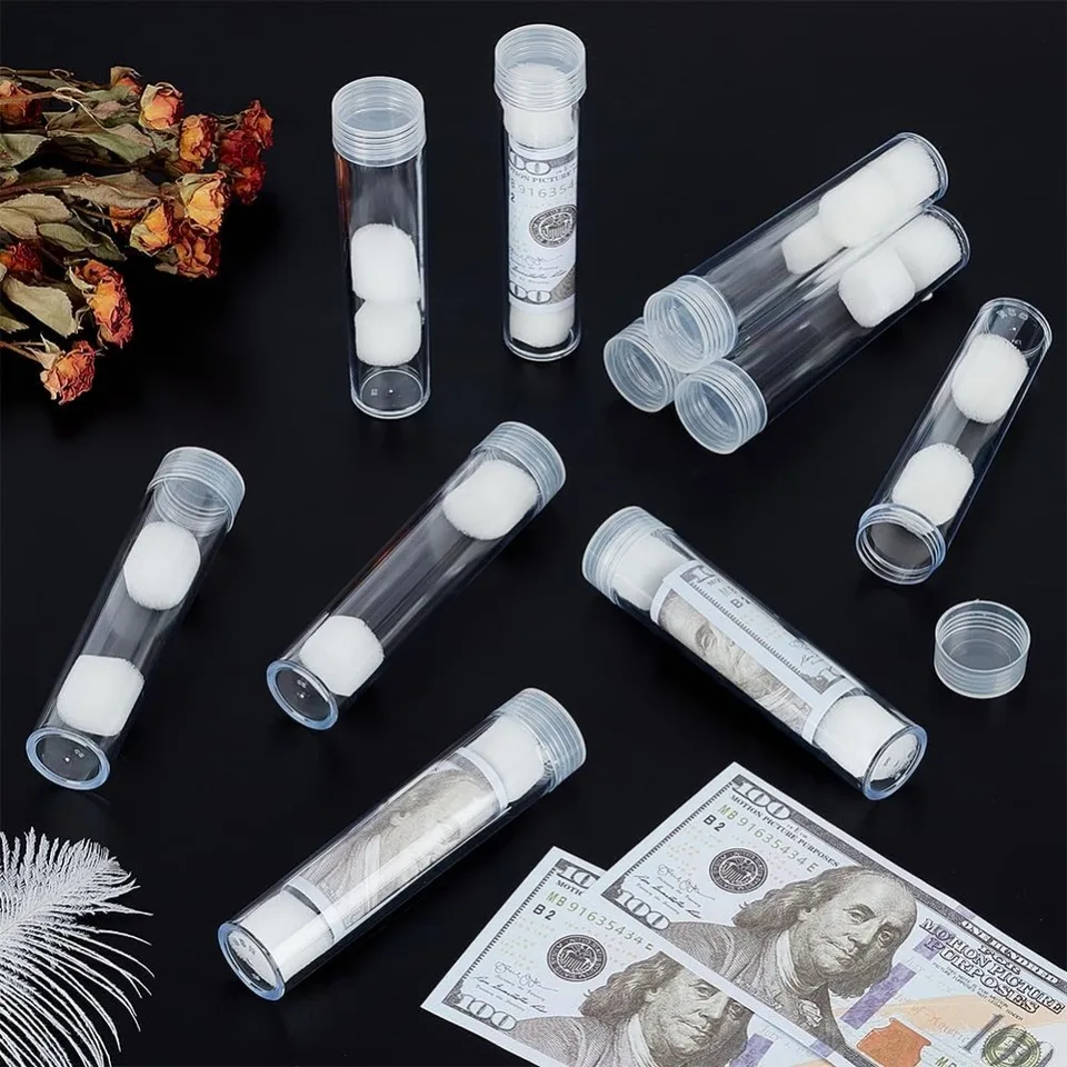 Pack De 10 Tubos De Almacenamiento Para Monedas – Plástico Transparente, 30mm X 110mm, Para Coleccionistas