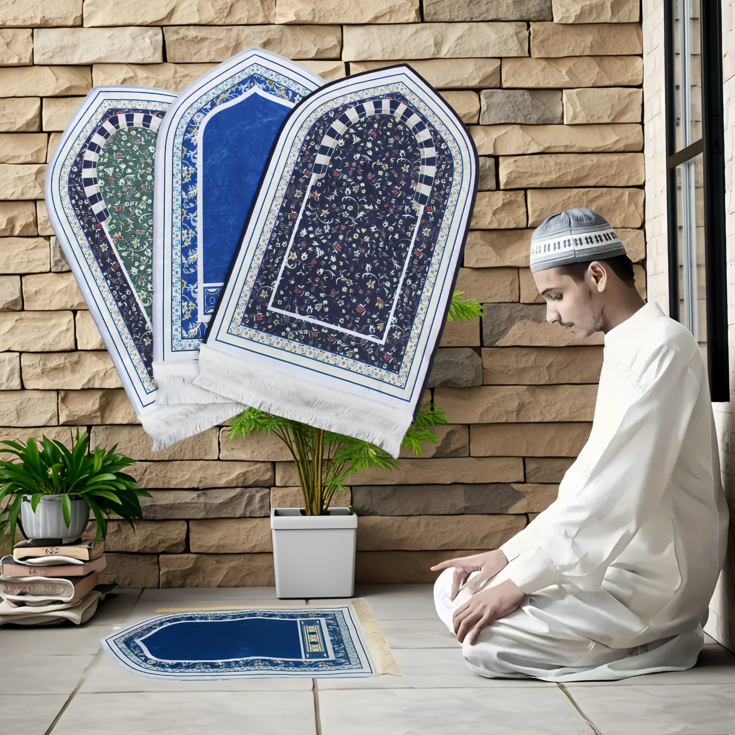 Muslim Prayer Mat Thick Soft  Rug  Travel Portable Prayer Rug Non-slip  Irregular  Prayer Mat Carpet for Muslim Carpets