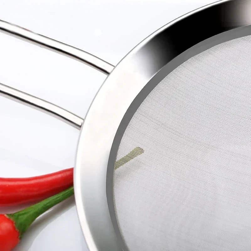 1Pc Large Stainless Steel Fine Mesh Food Strainer for Kitchen Cooking Oil Filter Skimming Grease Foam Gravy Kitchen Skimmer