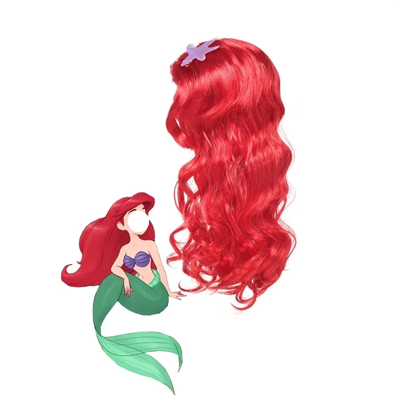 Little Mermaid Ariel Accessories for Girls Crown Necklace Hair Hoop Wig Glove Sets Halloween Birthday Party Cosplay