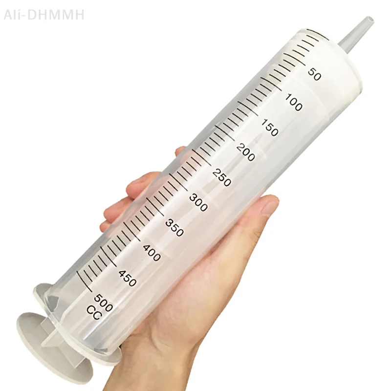 500ml Large Capacity Syringe Reusable Pump Measuring with Tube for Feeding - Medical Injection Syringe