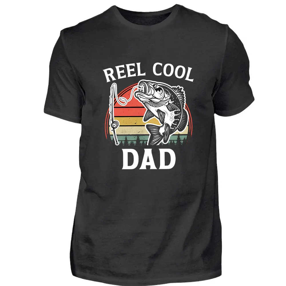 Reel Cool Dad Fishing Shirt Fathers Day Fishing Gift Personalized Retro Fish Shirt Fishing Dad T-shirt street fashion tee tops