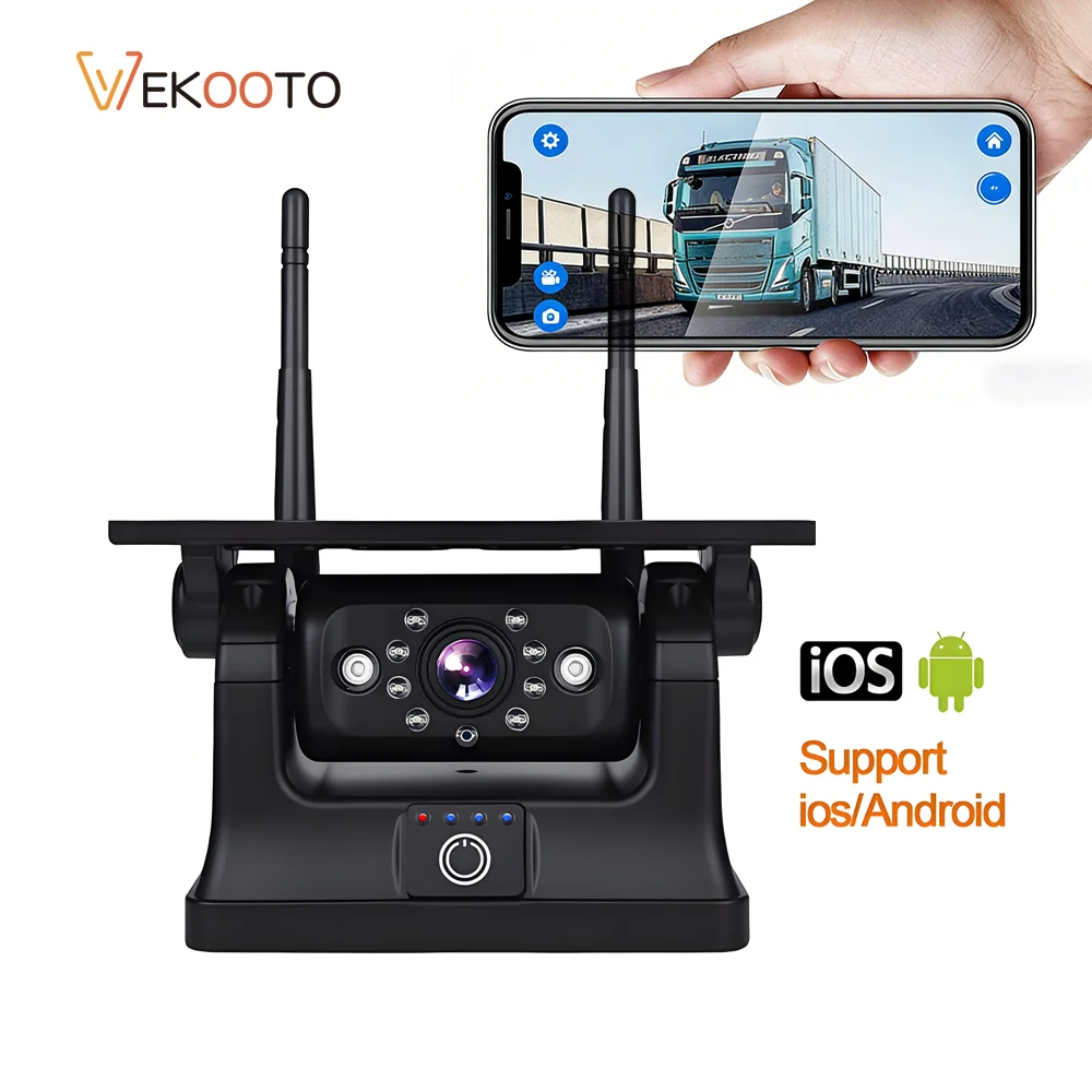 Magnetic Solar Wireless WiFi Rear View Backup Camera 9600mAh Rechargeable For iPhone Android Heavy Duty Truck RV Trailer