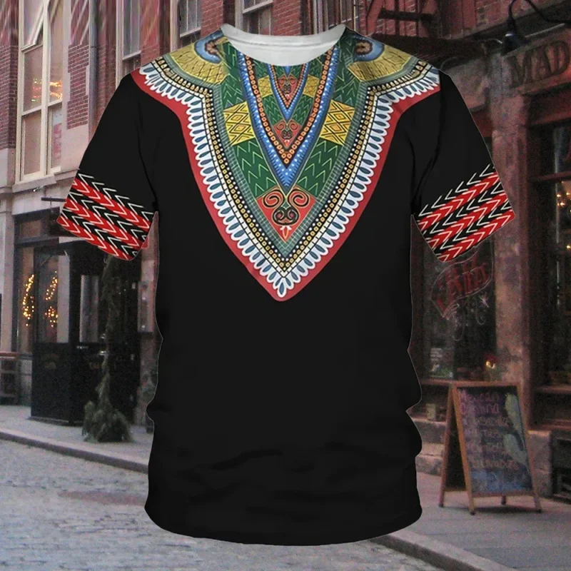 3D Print Ethnic Features T-Shirt For Men Retro Exquisite Pattern Tees Fashion Casual Oversize Tops Street Sport O-Neck T Shirts